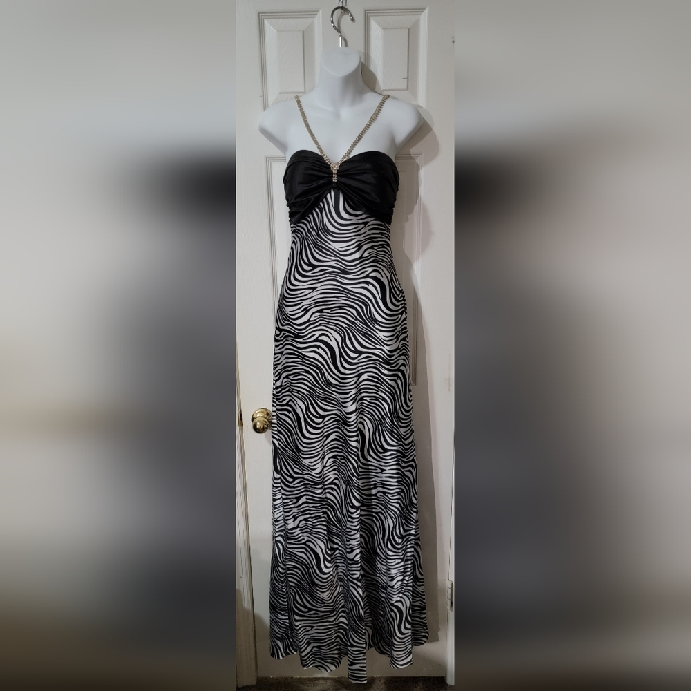 Zebra Stripped Dress Black and White size Med.